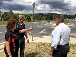 MINDEN CROSSROADS: Lockyer MP Jim McDonald discusses the dangerous intersection of the Warrego Highway and Lowood-Minden Road last year. Picture: Contributed