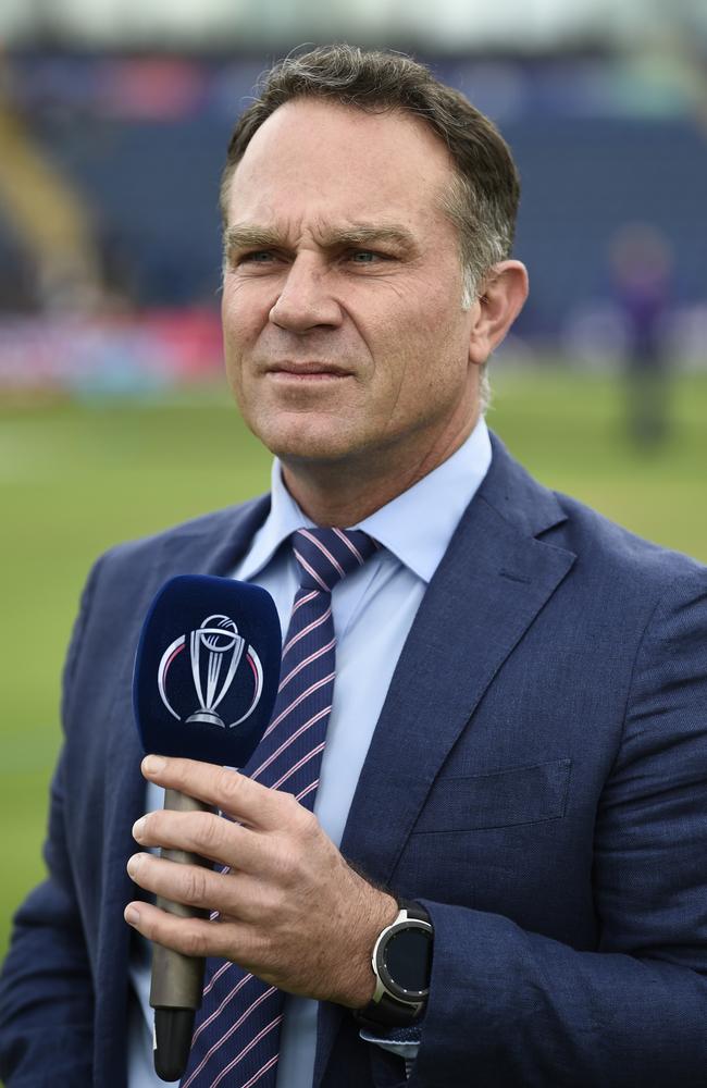 Michael Slater before the ICC Cricket World Cup 2019 warm-up match. Picture: Stu Forster ICC/ICC via Getty Images