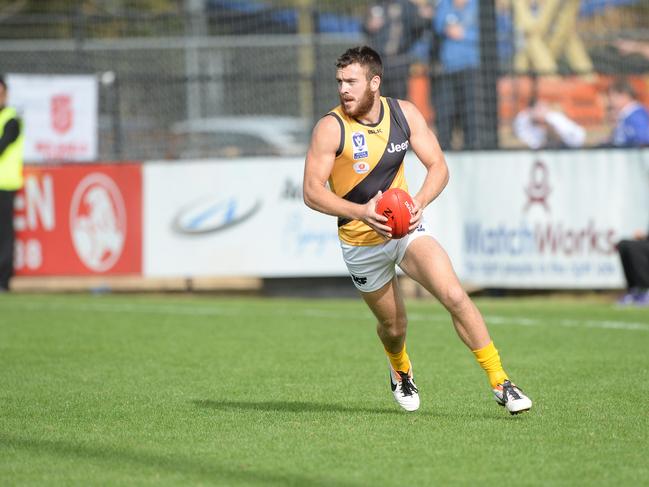 VFL: Werribee versus Richmond at Avalon Airport Oval, Werribee.Richmond's Brett O'Hanlon,45 with ball.Pictures:Angie Basdekis