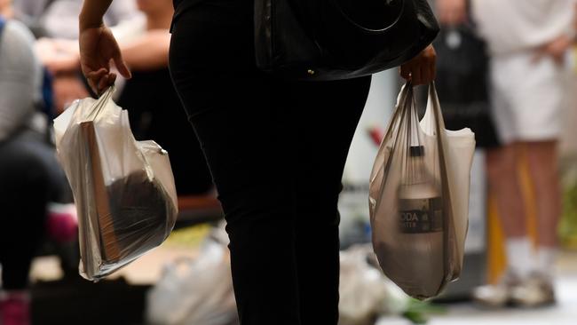 Common plastic bags used to carry shopping at Victorian supermarkets will be banned by the Andrews Government. Generic picture: AAP