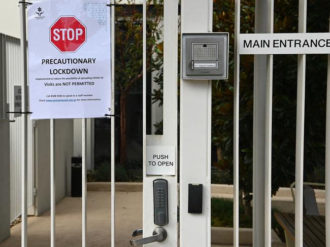 An aged care centre has signs warning people not to enter. Picture: Getty