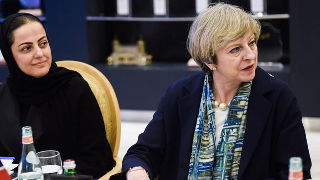 British Prime Minister Theresa May chose not to wear a head covering when she visited Saudi Arabia in April. Picture: AFP