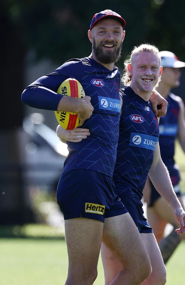 Max Gawn and Clayton Oliver. Picture by Michael Klein