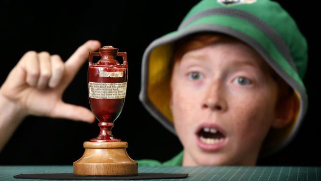 Cricket's Holy Grail the Ashes will be on display at the State Library for a new exhibition called Velvet, Iron, Ashes. Picture: David Caird