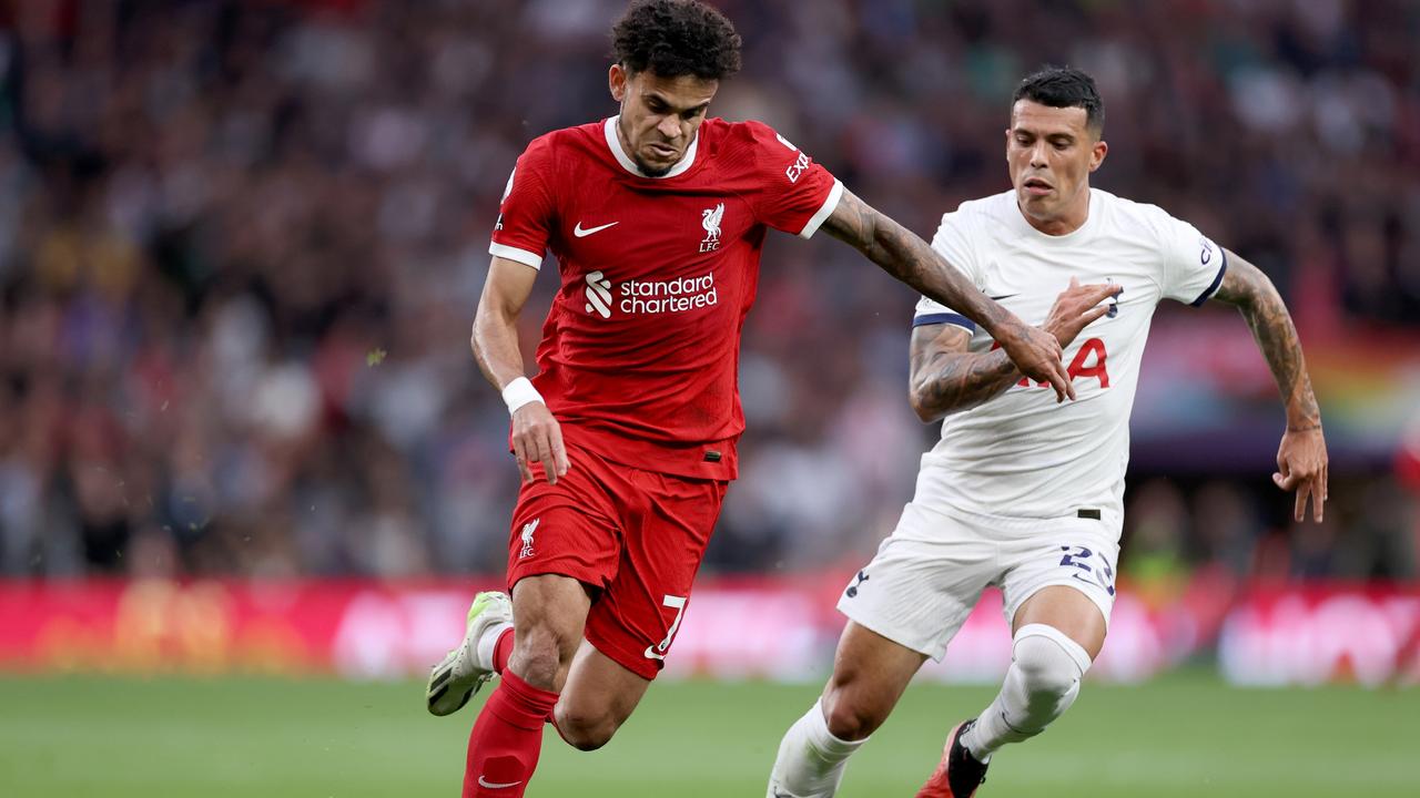 Luis Diaz of Liverpool was controversially denied a goal. (Photo by Ryan Pierse/Getty Images)