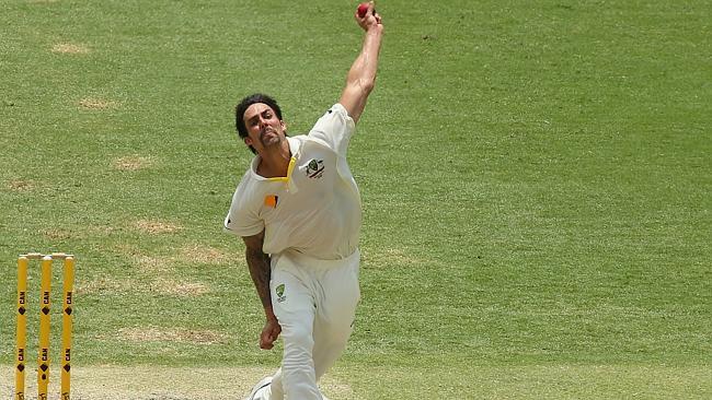 Mitchell Johnson unleashes a thunderbolt during his demolition of England's batting order.