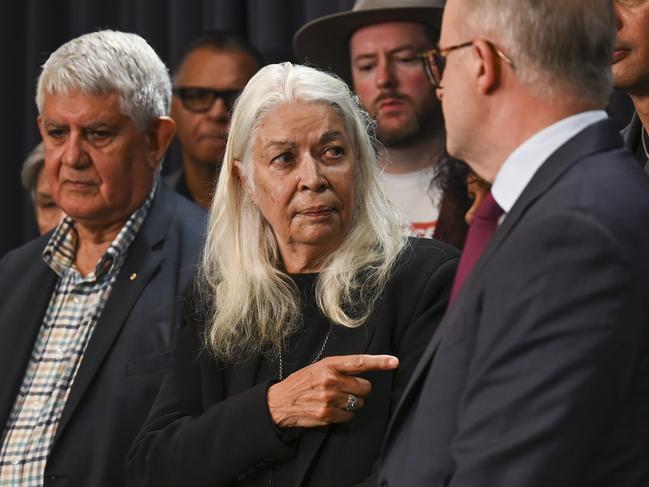 CANBERRA, AUSTRALIA - MARCH 23: Prof. Marcia Langton and members of the Referendum Working Group hold a press conference at Parliament house in Canberra. Picture: NCA NewsWire / Martin Ollman