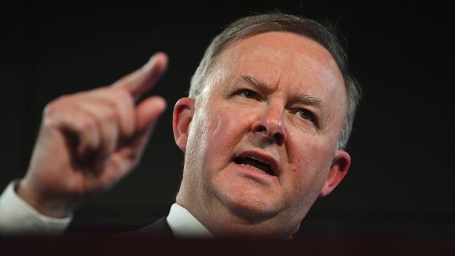 Labor leader Anthony Albanese speaks at the National Press Club in Canberra on Friday.