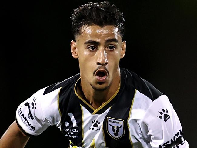 SYDNEY, AUSTRALIA - JANUARY 13: Daniel Arzani of the Bulls controls the ball during the round 12 A-League Men's match between Macarthur FC and Central Coast Mariners at Campbelltown Stadium, on January 13, 2023, in Sydney, Australia. (Photo by Brendon Thorne/Getty Images)