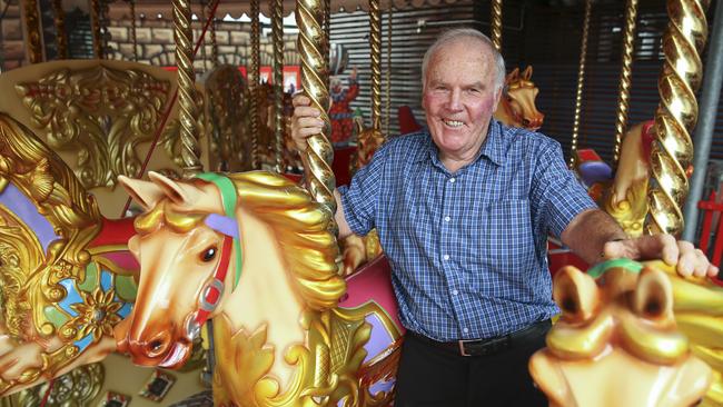 Tony Maloney checks up on a merry-go-round. Picture: Justin Lloyd