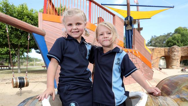 Sarah and Archie before their first day of school. Photo by Richard Gosling