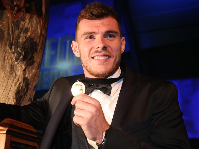 Midfielder Luke Shuey edged out Josh Kennedy and Andrew Gaff to win the John Worsfold Medal. Picture: Bohdan Warchomij