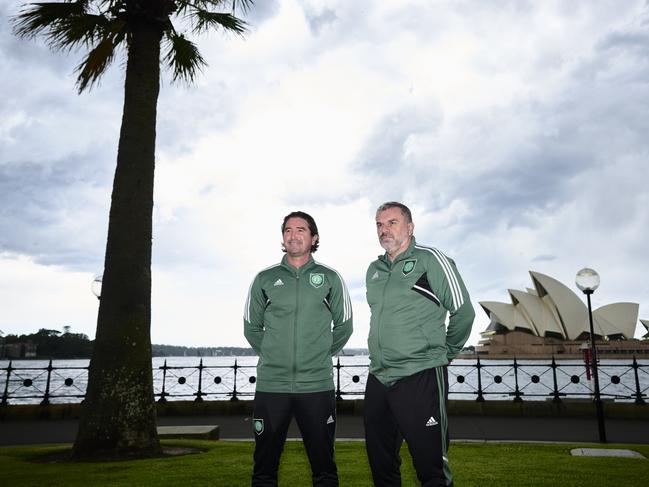 Harry Kewell (left) and Ange Postecoglou are confident of a strong Celtic showing at the Sydney Super Cup. Picture: Brett Hemmings/Getty Images for Bursty