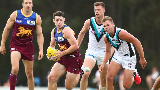 Lachie Neale on the burst for the Lions this pre-season. Picture: Chris Hyde (Getty).