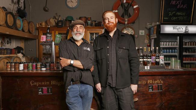 Father and son team Stephen and Adam Brooks of Captain Bligh's brewery and distillery in Hobart have entered their Project X beer into the Australian International Beer Awards. Picture: Nikki Davis-Jones