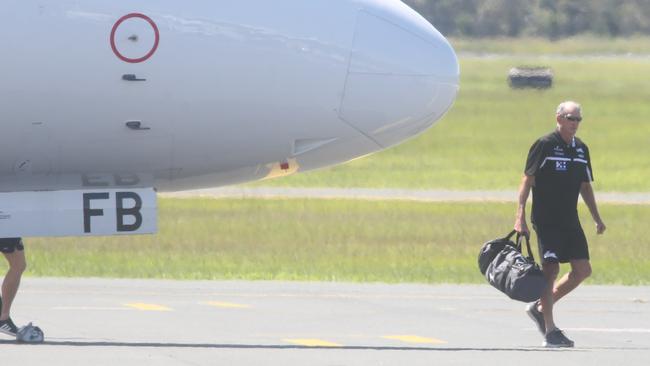 Wayne Bennett in Brisbane on a private jet three days before the comp was put on hold.