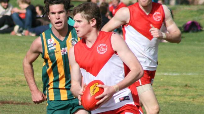 Roxby Districts’ guernsey is similar to Sydney’s red and white strip. Picture: The Monitor Newspaper. 