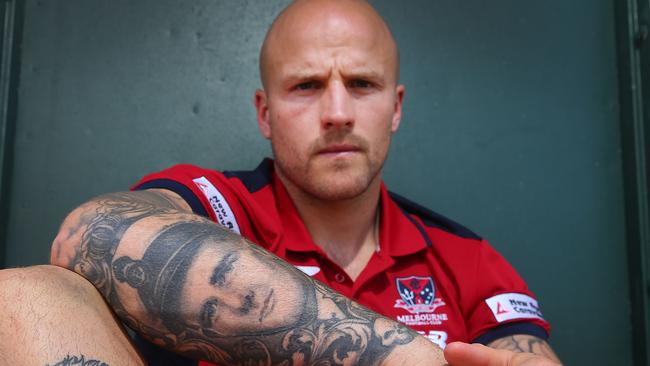 Nathan Jones had a picture of his grandfather inked onto his right forearm. Picture: Getty