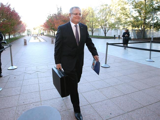 Treasurer Scott Morrison arrives at Parliament House. Picture: Kym Smith