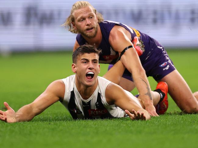 Corey Wagner kept Nick Daicos in check. Picture: Paul Kane/Getty Images