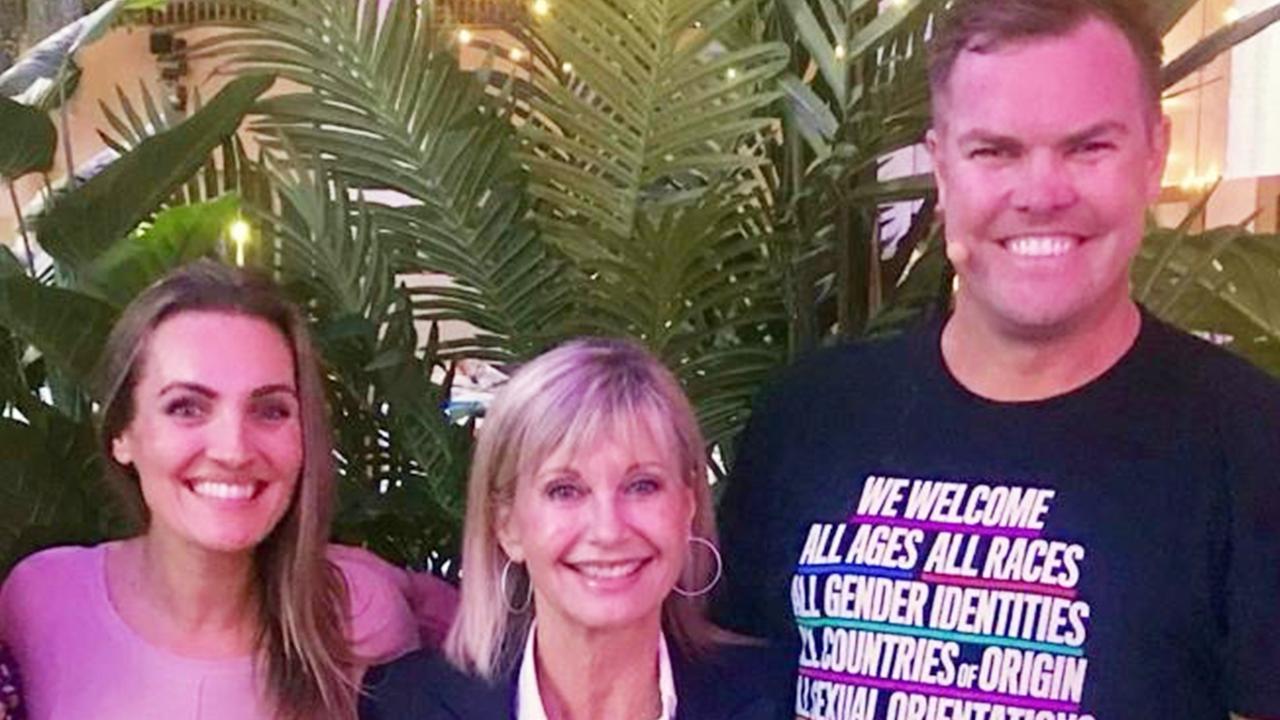 Nikki Kosmida-Heuskes, Olivia Newton-John and Matt Gilbertson. Picture: Supplied