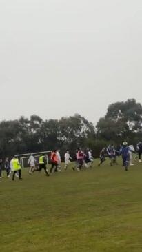 Video captures wild soccer brawl