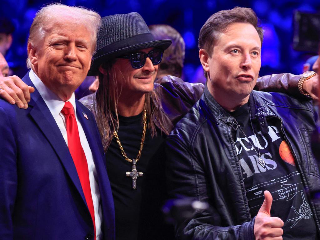 Kid Rock with US President Donald Trump and Tesla and SpaceX CEO Elon Musk. Picture: Kena Betancur / AFP