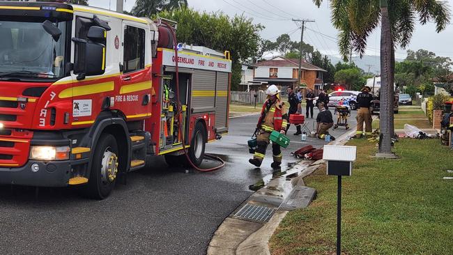 Emergency services at the scene of a house fire on Churchill Street, Park Avenue, on April 22, 2022.