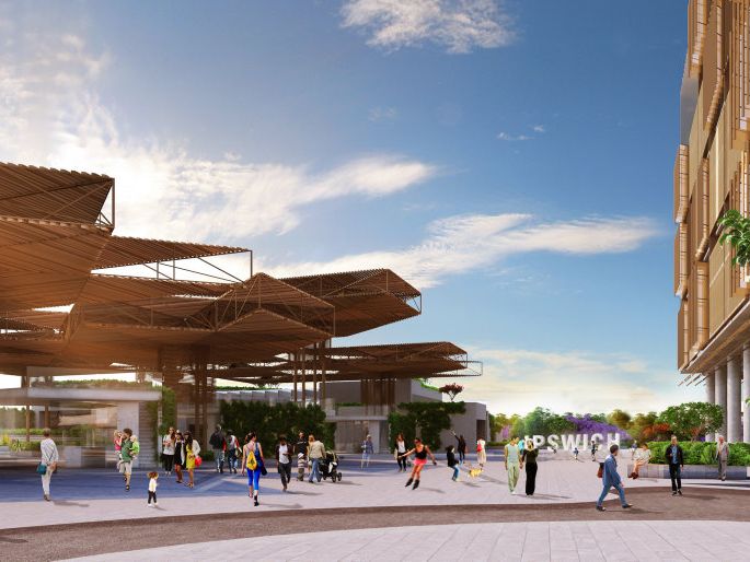 Artists impressions of the future Ipswich city mall, revealed today.