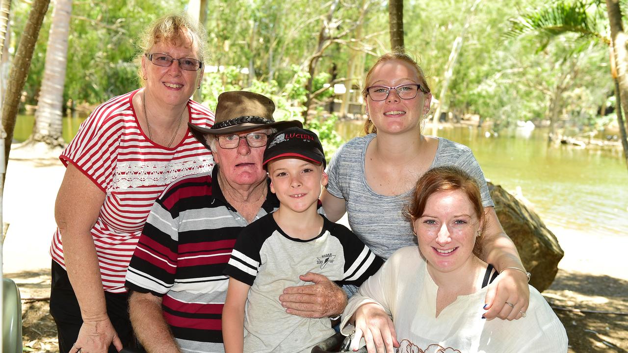 Bev and Allan Marshall with Lucien, 9, and Kayla-Jane, 15 Williamson and Catie Marshall from Oonoonba, pictured at Billabong Sanctuary. Picture: Shae Beplate.