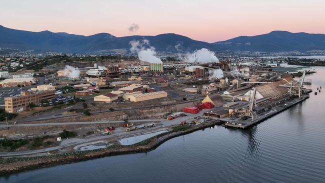 Aerial shot of Nyrstar Hobart zinc works at Lutana. Picture: Supplied