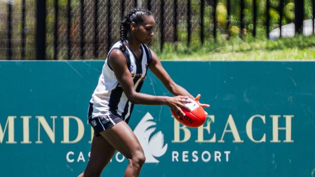 Marika Carlton as the Nightcliff Tigers took on the Palmerston Magpies in the 2024-25 NTFL women's semi-final. Picture: Pema Tamang Pakhrin