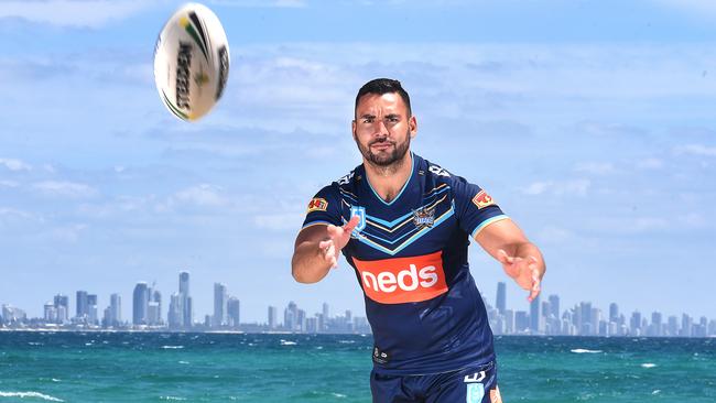 Ryan James in the Titans’ “Blues” kit. Picture: AAP