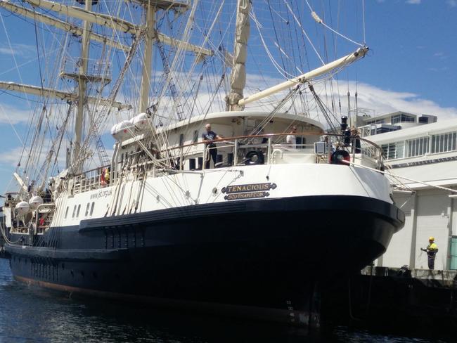 The tall ship Tenacious docked at Hobart's Princes Wharf. Picture: JENNIFER CRAWLEY