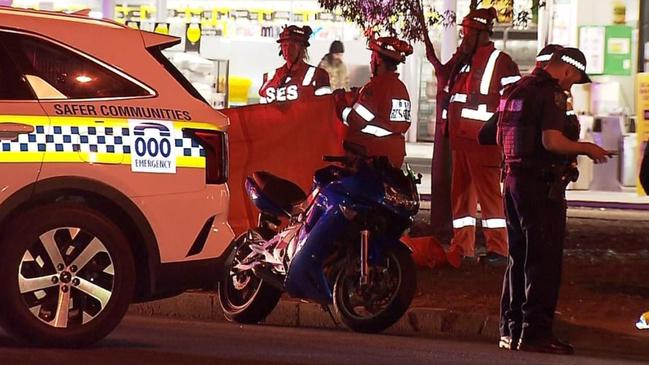 Emergency services at the Philip Highway, Elizabeth, crash scene on Sunday night. Picture: 7NEWS Adelaide