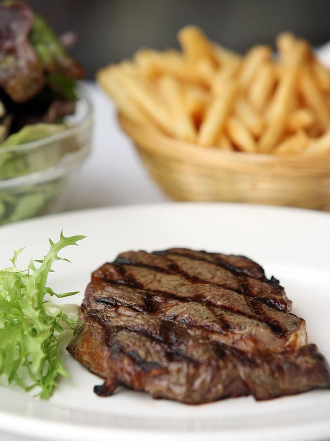 Steak frites at France-Soir restaurant.