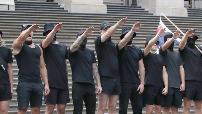 A Nazi salute could land you in jail for six months under the new laws. Picture: NCA NewsWire / David Crosling