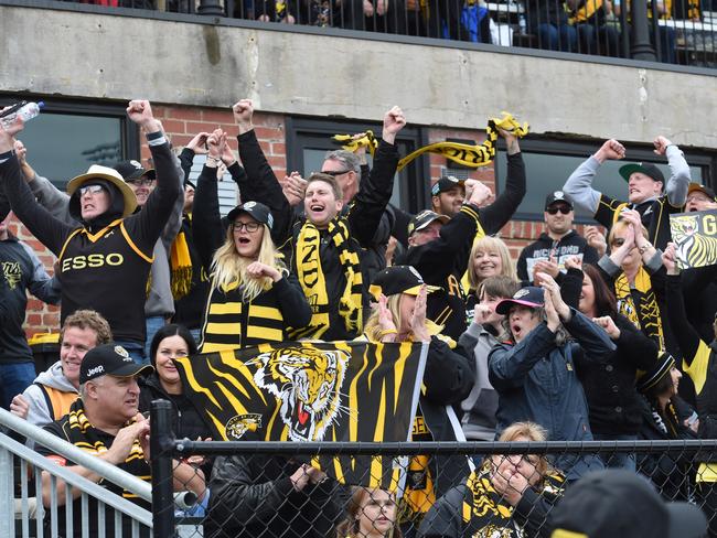 Richmond supporters at Punt Road Oval. Picture Tony Gough. Picture: Tony Gough