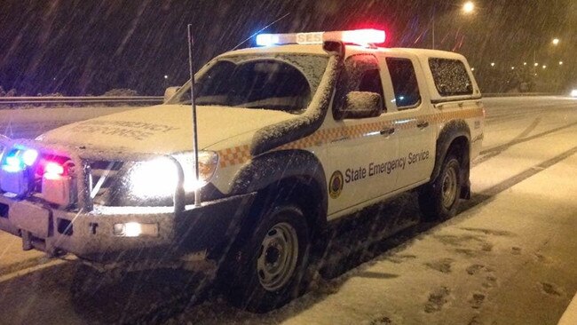 Snow in the Goulburn region in 2021 as a cold front crossed NSW. Picture: NSW SES Goulburn Unit