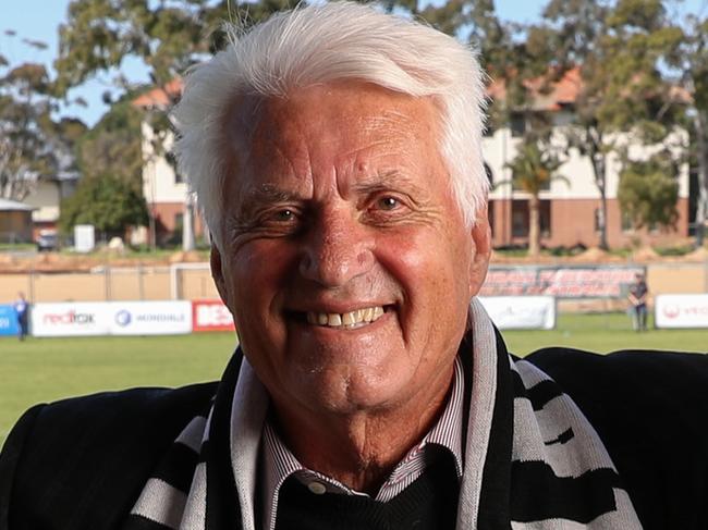 16/9/17  Former referee Donald Campbell, former Adelaide City and Socceroos coach Rale Rasic and John 'Dixie' Deans at Adelaide City Football Club in Oakden. Picture by Matt Turner.