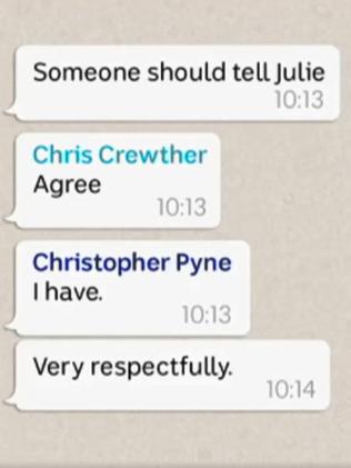 WhatsApp messages leaked to Insiders shows votes were directed away from Julie Bishop. Picture: ABC