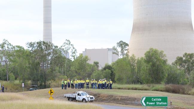 Workers from the Callide Power Station outside the facility.