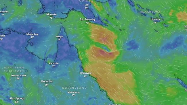 A tropical low dubbed '22U' by The Bureau of Meteorology has a high chance of turning into a tropical cyclone by Monday. Source: Windy.com