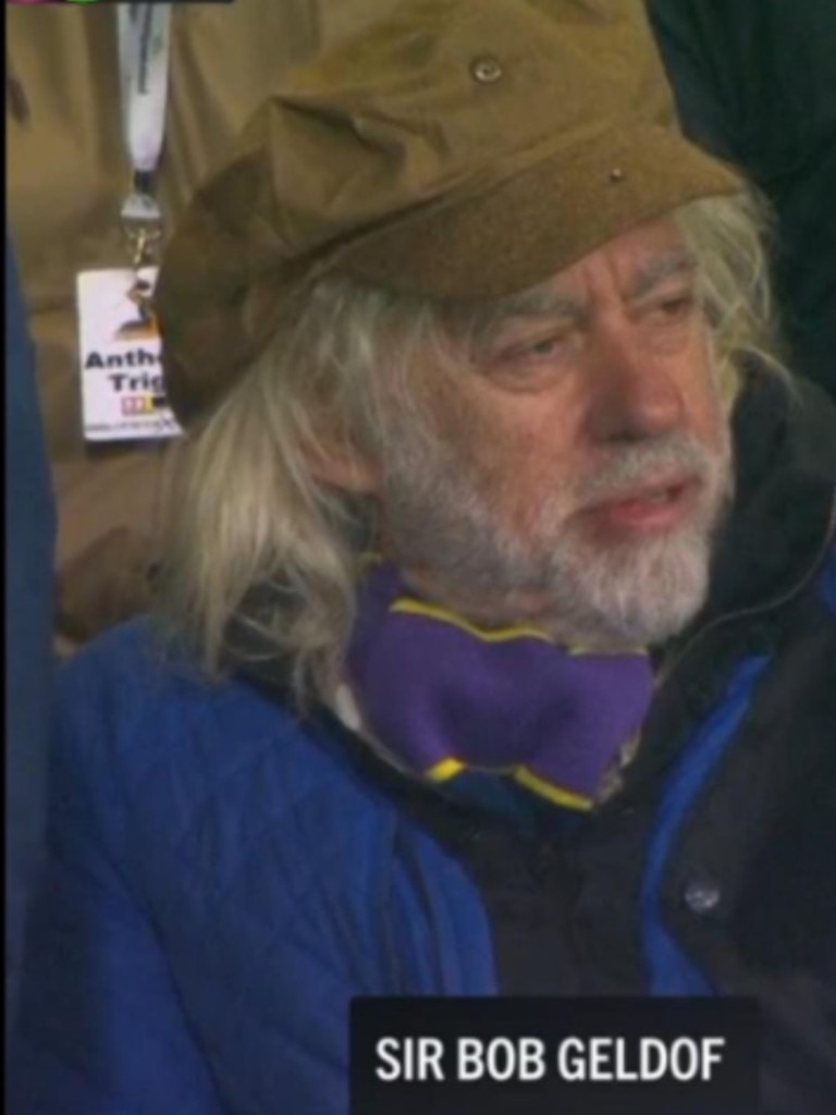 Sir Bob Geldof in the crowd at AAMI Park. Photo: Fox Sports.