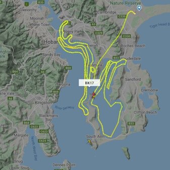 Flight path of Polair searching for missing kayaker in the Derwent River.