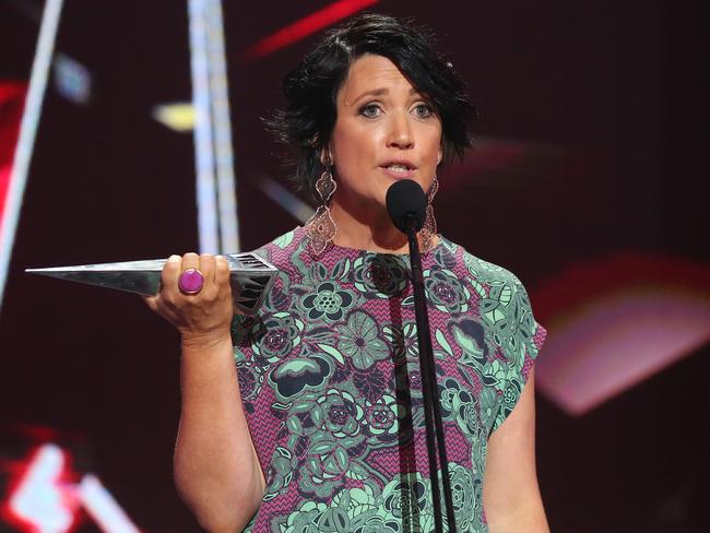 Sara Storer accepts an ARIA for Best Country Album. Picture: Getty