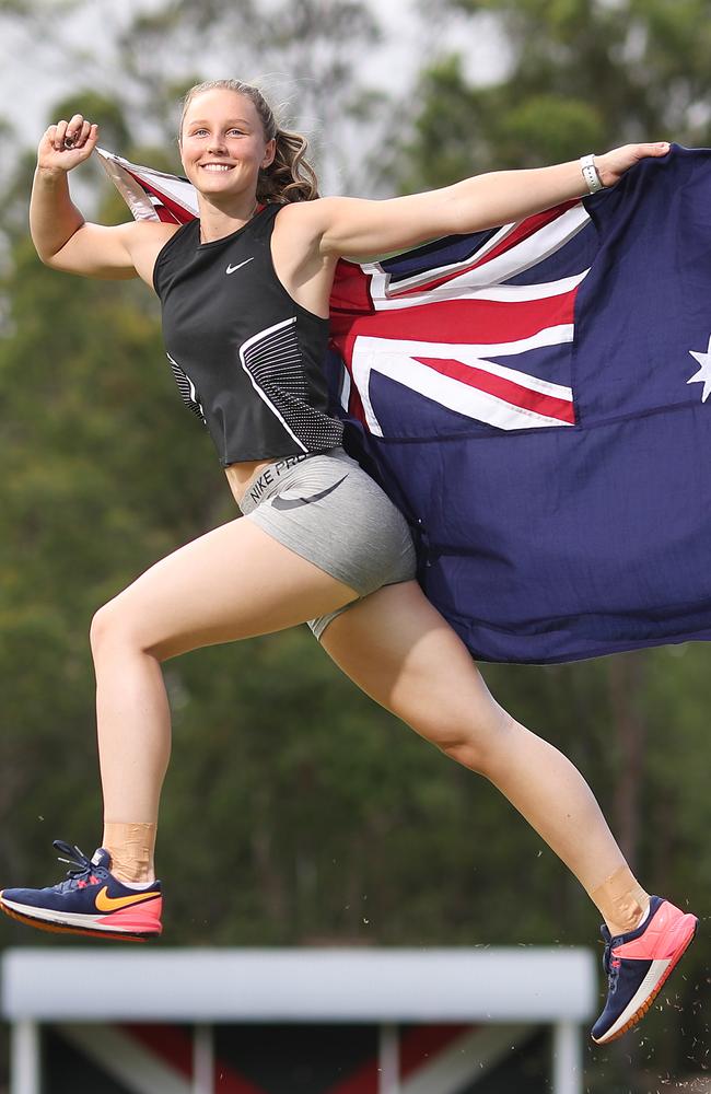 Sprinter Riley Day takes a break from training at Griffith University. Picture: Peter Wallis