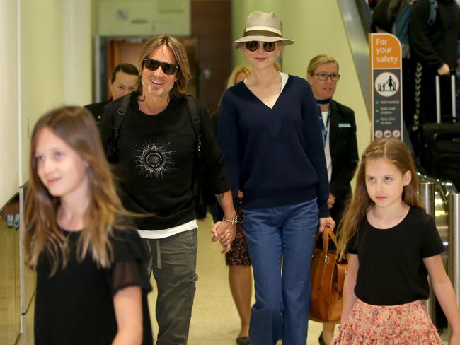 Nicole Kidman and Keith Urban with their daughters Sunday and Faith. Picture: Damian Shaw