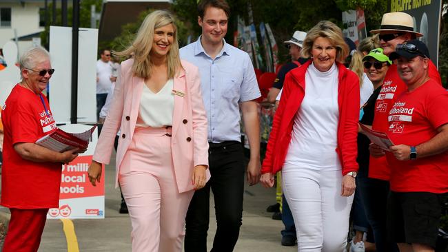 Corrine Mulholland pictured with her partner Davis Murphy and mother Carmel Mulholland. Picture: AAP