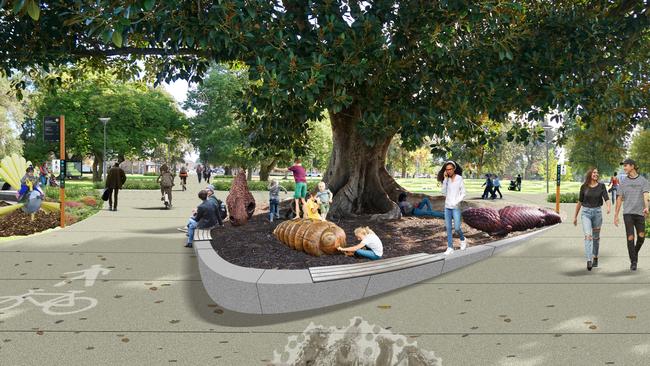 An artist’s impression of the proposed sculptural play area at Whitmore Square. Supplied: Adelaide City Council